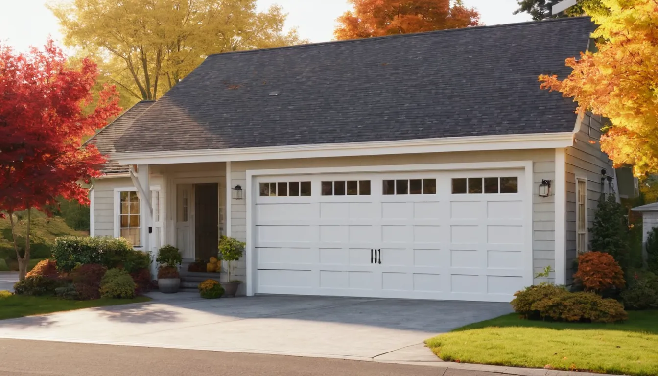 A neat suburban home with a closed garage door on a bright morning in Euclid