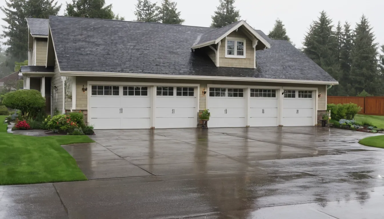 A ranch-style home with an attached garage in Euclid after a spring rain